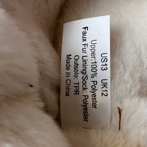 GIRL'S TAN SUEDE BOOTS MULTICOLOR KNITTED BOW AND LINED FAUX FUR, SIZE 13 - Picture 12 of 12